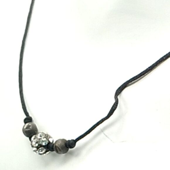 SILPADA Corded Cubic Zirconia 925 Sterling Silver Ball Petite Choker Necklace - Picture 12 of 15